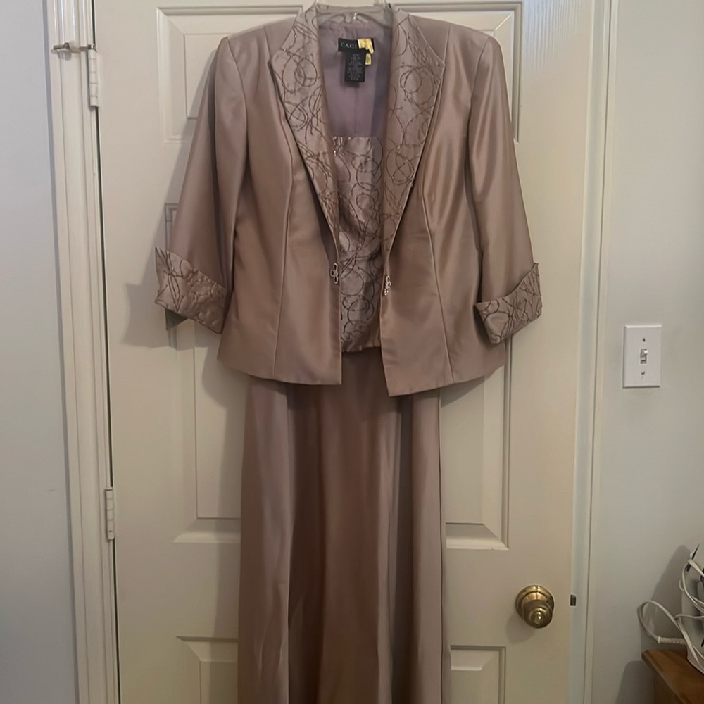 Woman long spaghetti strap dress with jacket